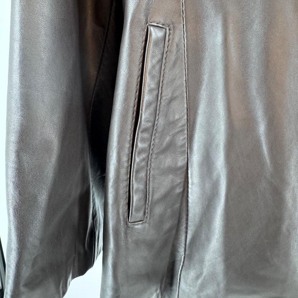 Vintage Chosen Couture XL Black Leather Blazer Jacket Women's Mid Length Parisia - Picture 5 of 16